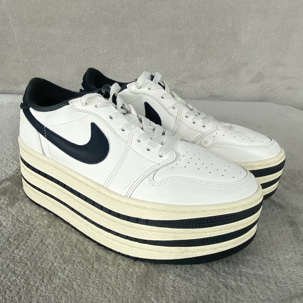 Air Jordan 1 Triple Stack Nike Womens Sneaker Size 9.5 Silver Black Leather